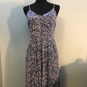 loft blue and white printed midi dress Size S